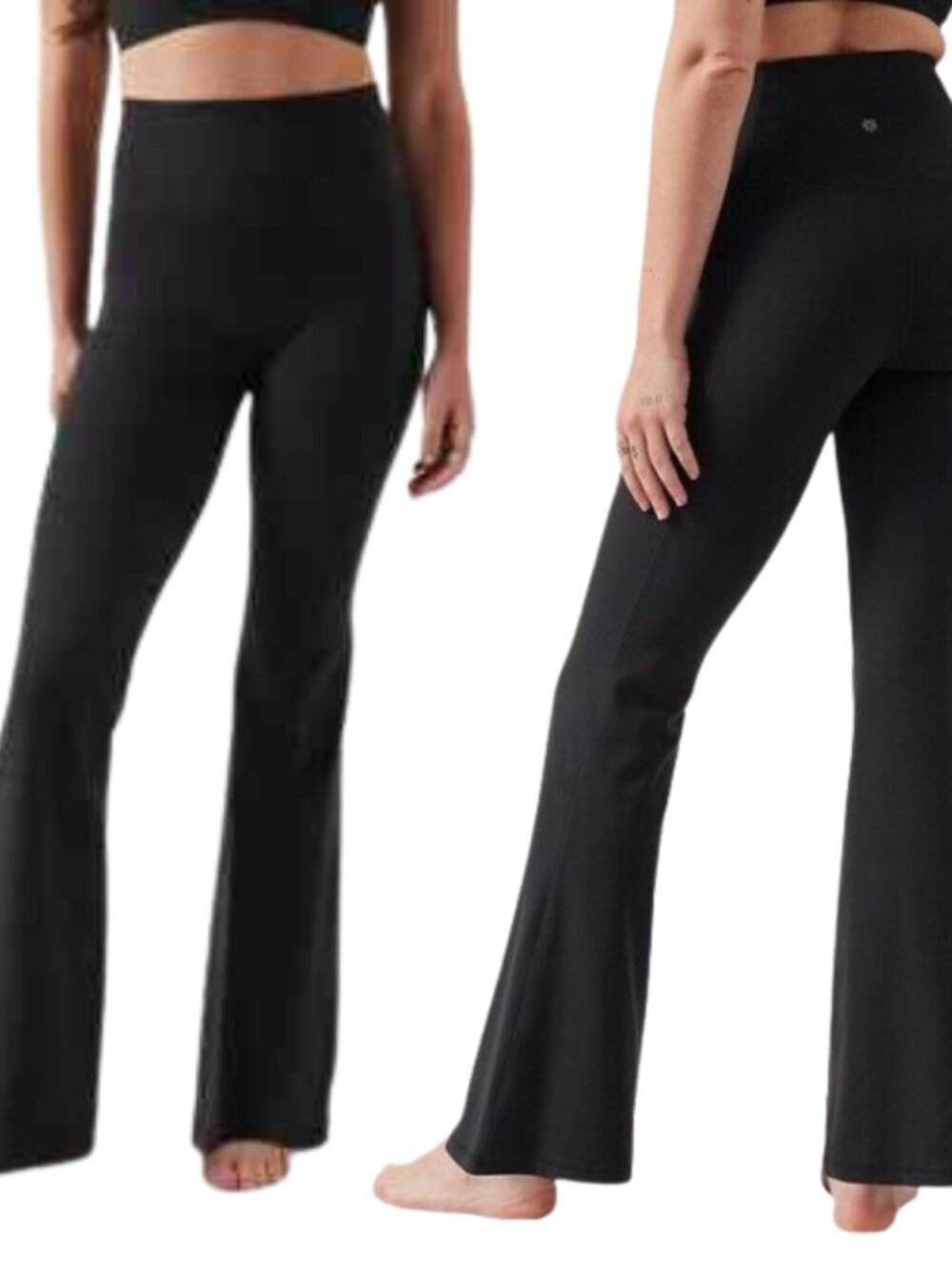Athleta Black High-Rise Salutation Stash Flare Pant Leggings - Small